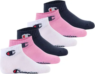 Produktbild von Champion Kinder Socken, 6er Pack - Quarter, Logo, einfarbig Pink/Weiß/Blau 31-34