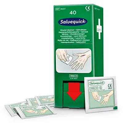 Immagine prodotto di 400 salviette Cederroth Salvequick detergente per ferite ricarica per dispenser Savett REF 51011006 92211