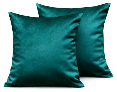 Produktbild von Kissenbezüge 40x40 cm im 2er Set aus Samt für Sofa und Bett (Dunkelgrün)