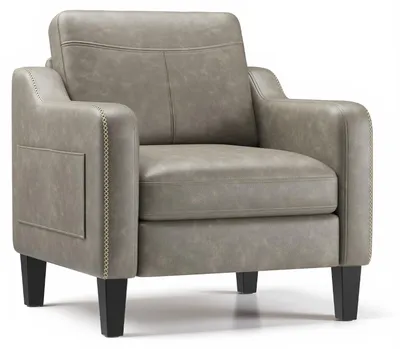 Obrázok produktu pre COLAMY Moderné doplnkové kreslo zPolyuretánv štýle Mid-Century s bočným úložným priestorom, ergonomický komfort do obývačky a kancelárie, šedá farba