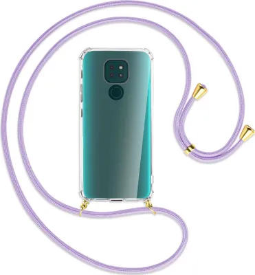 Produktbild von Handykette Backcover-Schutzhülle mit Band (Metall goldfarben) für Motorola Moto G9 / G9 Play - violett