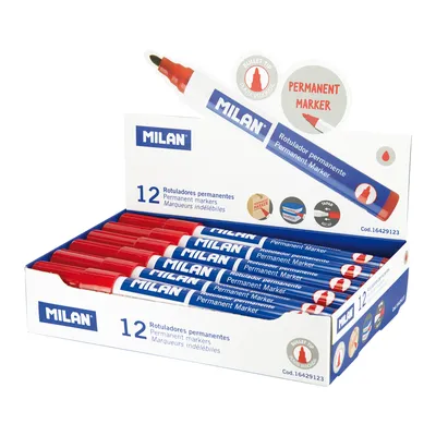Zdjęcie produktu dla Marker permanentny, okrągła końcówka, czerwony, pud. 12 szt.
