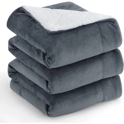 Immagine prodotto di Coperta in pile Sherpa, colore antracite, 220x240 cm