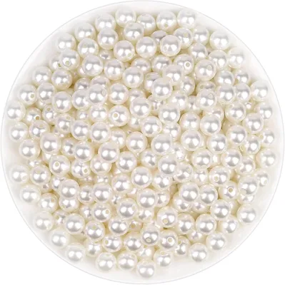 Obrázok produktu pre Korálky 500 kusov, slonovinová faux perla, 10 mm, na výrobu šperkov, remeslá