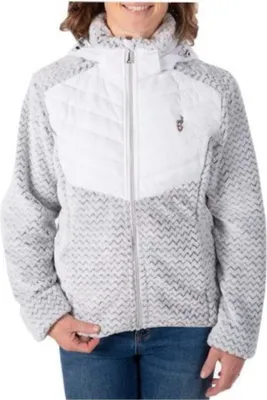 Produktbild von Damen Hybridjacke Copen Weiß mit Stepp- und Plüscheinsätzen, ohne Kapuze