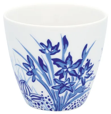 Produktbild von Greengate Latte Cup KRISTEL Blau Weiß mit Blumen Kaffeebecher 300 ml