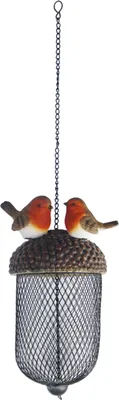 Produktbild von Esschert design Futteranhanger Rotkehlchen - Polystone - Eichelform - Vogelfutterstelle