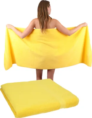 Produktbild von Betz 2 Stück Saunatücher 70 x 200 cm PREMIUM 100% Baumwolle Badetuch Liegetuch Strandtuch   Farbe: gelb