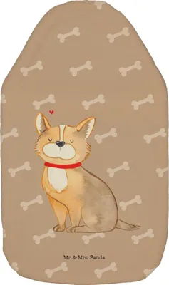 Produktbild von Mr. & Mrs. Panda Wärmflasche Hund Glück - Hundeglück - Geschenk, Liebe, mit Bezug, Sprüche, Wärmeflasche, Wärmekissen, Herz, Spruch, Corgie, Flauschige, Wärmflaschen