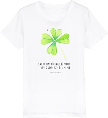 Produktbild von Mr. & Mrs. Panda Kleinkinder T-Shirt Blume Kleeblatt 3-4 Jahre (98/104) - Weiß - Geschenk, Kindershirt, Motivation, Garten, Baumwoll Kinder, Teenager, Umzug, Organic