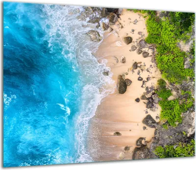 Produktbild von Herdabdeckplatten Glaskeramikkochfeld-Abdeckung Spritzschutz Glas 60x52cm  Strand Meer