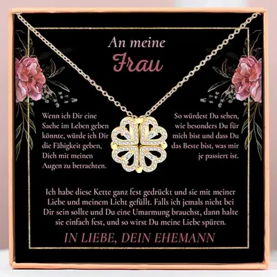 Produktbild von An meine Frau - 2in1 Halskette mit Kleeblatt- und Herzmotiv für Damen - ALAYA_CLOVERIE