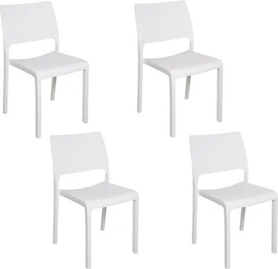 Produktbild von 4er Set Gartenstühle Cereseto, Gartensitz, Für drinnen und draußen, Stapelbar, Italy, 47x53 h82 cm, Weiß