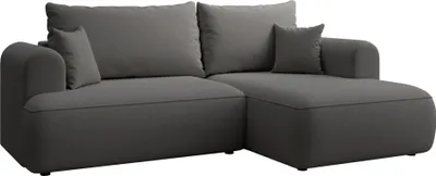Produktbild von Selsey Ovo Mini - Eckschlafsofa rechtsseitig mit Stauraum, Easy-Clean-Samtbezug, dunkelgrau