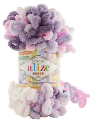 Produktbild von 100g Strickgarn ALIZE Puffy Color Fingerstrickgarn Schlaufenwolle Stricken ohne Nadel