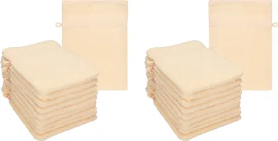 Produktbild von Betz 20 Stück Waschhandschuhe 16x21 cm PREMIUM 100% Baumwolle  Farbe: beige
