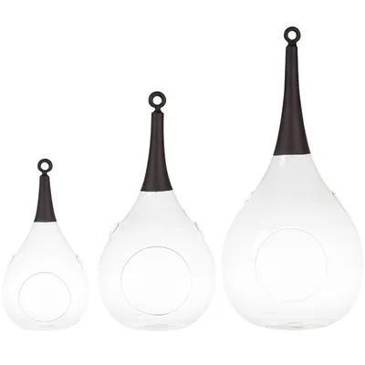 Produktbild von 3er Set Taura schwarz Windlicht zum aufhängen Glas Hängedekoration