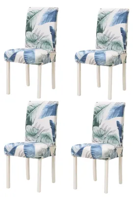 Stuhlbezüge Blau, 4er-Set, elastisch, waschbar, für Esszimmer