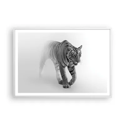 Produktbild von Gerahmtes Poster - Weißer Rahmen - Tiger Monochrom Porträt - 100x70 cm - Wand Bild - Wanddeko - Wandbilder - Kunstposter - Wandposter - Bilderrahmen - Bilder - Kunstdruck - P2WAA100x70-4626