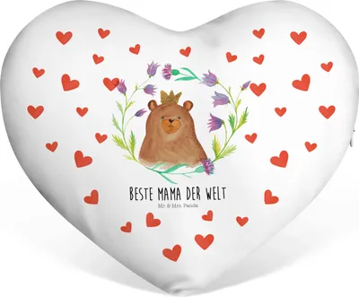 Produktbild von Mr. & Mrs. Panda Sofakissen Bär Königin - Weiß - Geschenk, Mutti, Mama, Lieblingsmensch, Mom, Teddy, Liebeskissen, Dekokissen, dekoartikel, Mutter, Romantisches Kissen