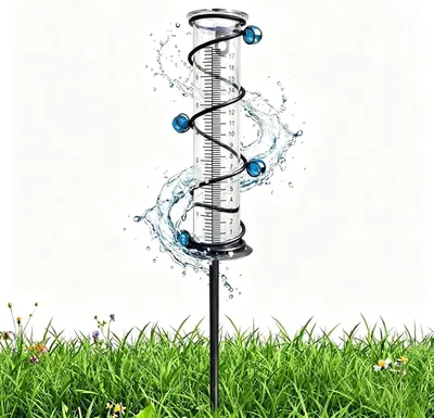 Produktbild von Regenmesser für den Garten mit Metallständer