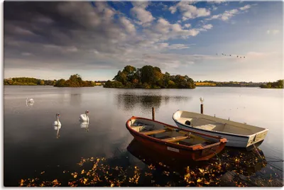 Produktbild von ARTland Leinwandbild Herbstimpressonen am See Größe: 120x80 cm
