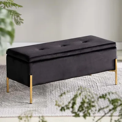 Produktbild von Milton & Oldbrook Samt Hocker Sintra Schwarz