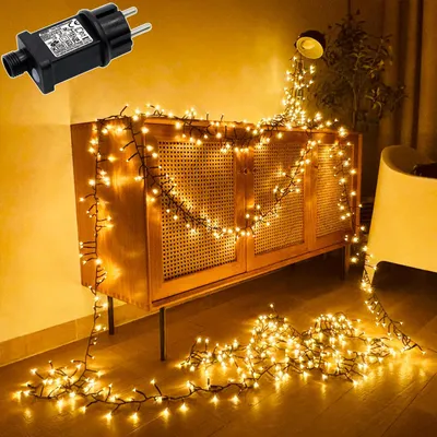 Lichterkette 12 m, 600 LEDs, warmweiß, IP44, 8 Modi, Timer