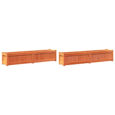 Image de vidaXL Bac à plantes 2 pcs. Marron cireux Pin massif
