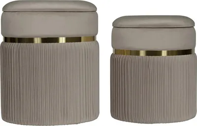 Produktbild von Hocker Zora 300 2er-Set Taupe / Gold