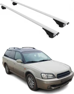 Productafbeelding van Dakdragers, dwarsbalken voor Subaru Outback, modeljaren 1994-2003, van metaal, zilverkleurig