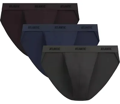 Immagine prodotto di Confezione da 3 slip Atlantic in cotone, colore marrone, kaki e blu navy, taglia M