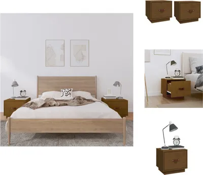 Immagine prodotto di vidaXL Comodini 2 pz. Marrone miele 40x34x35 cm pino massiccio - Comodini