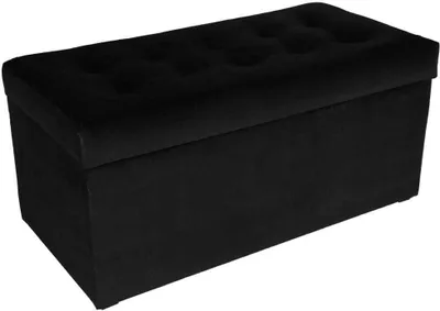 Obrázok produktu pre mg dizajnová čalúnená stolička, 45x90 cm, farba čierna - mäkký sedák, skladacia s úložným priestorom (105 l) vydrží zaťaženie do 100 kg