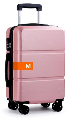 Produktbild von Trolley Reisekoffer mit 4 Rollen, Hartschalen Handgepäck, Kabinenkoffer, Teleskopgriff (M, Roségold)