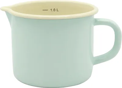 Zdjęcie produktu dla KRÜGER 104146 Dzbanek na mleko z wylewką 1000 ml z podziałką litrową, miętowy, stal emaliowana
