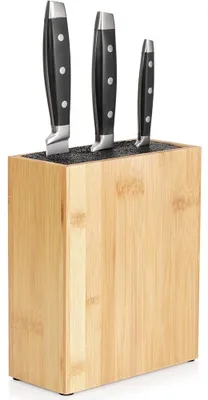 Image de Support en bambou pour couteaux - Rangement pour couteaux - 19,5 x 9 x 23 cm - Marron