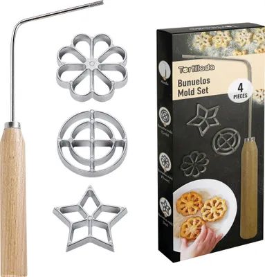 Produktbild von Rosette / Bunuelos Form Set mit 3 Formen (Stern, Blume, Kreis)