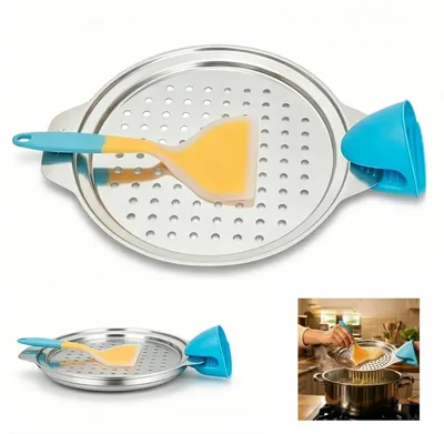 Immagine prodotto di Raschietto per spätzle, con raschietto e guanti da forno, in acciaio inossidabile, adatto a pentole da 24-27 cm, colore argento