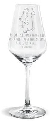 Produktbild von Mr. & Mrs. Panda Weinglas Papa Bär - Transparent - Geschenk, Vatertag, Weißwein Glas, Weißweinkelch, Muttertag, Geburtstag, Vorbild, wein, Für