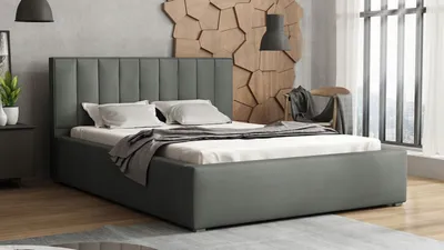 Obrázek produktu pro Manželská postel s úložným prostorem a roštem 160x200 TARNEWITZ 2 - šedá 1