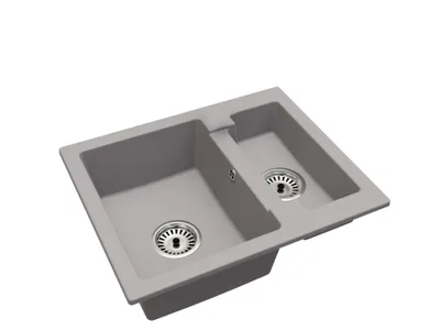 A double basin kitchen sink.