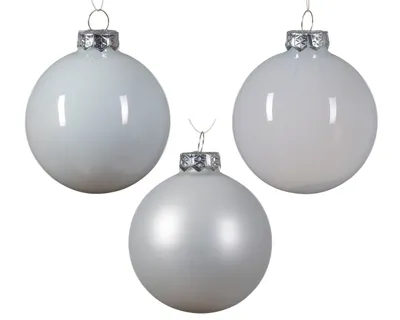Produktbild von Weihnachtskugeln Glas 5-7cm 21er Set - Winterweiss