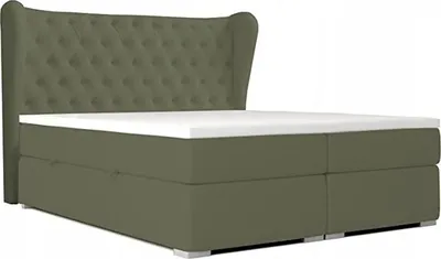 Produktbild von Doppelbett RENI mit Bettzeugcontainer, Topper Federkern 140 X 200 (GRÜN - Kunstleder SOFT 07)