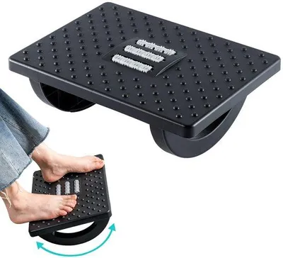 Image de Repose-pieds ergonomique demi-lune avec fonction massage, réglable sur 6 niveaux, antidérapant, pour le bureau et le télétravail