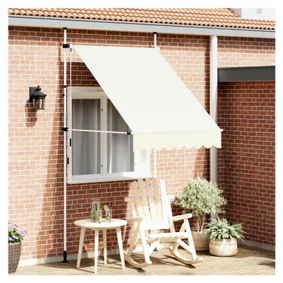 Produktbild von Einziehbare Handmarkise 150 cm Cremeweiß für Außenbereiche, Gärten und Innenhöfe