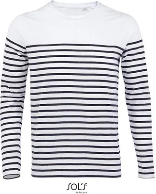 Immagine prodotto di SOLs 03099 | Camicia Uomo Maglietta a maniche lunghe a righe Matelot - Colore: Bianco/Navy - Taglia: XL
