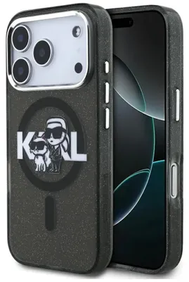 Image de KARL LAGERFELD case passend für IPHONE 17 Pro kompatibel mit MagSafe KLHMP17LHGKCGKBK (IML Glitter k&C Sketch Logo) black