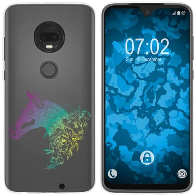 Produktbild von PhoneNatic Case kompatibel mit Motorola Moto G7 Silikon-Hülle Floral Pferd M5-4
