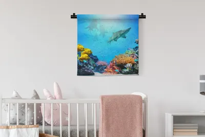 Produktbild von MuchoWow® Wandteppich Wandbehang Meer - Fische - Farben 60x60 cm Tapisserie Dekoration Wandtuch - Dekorationen - Wand Decke